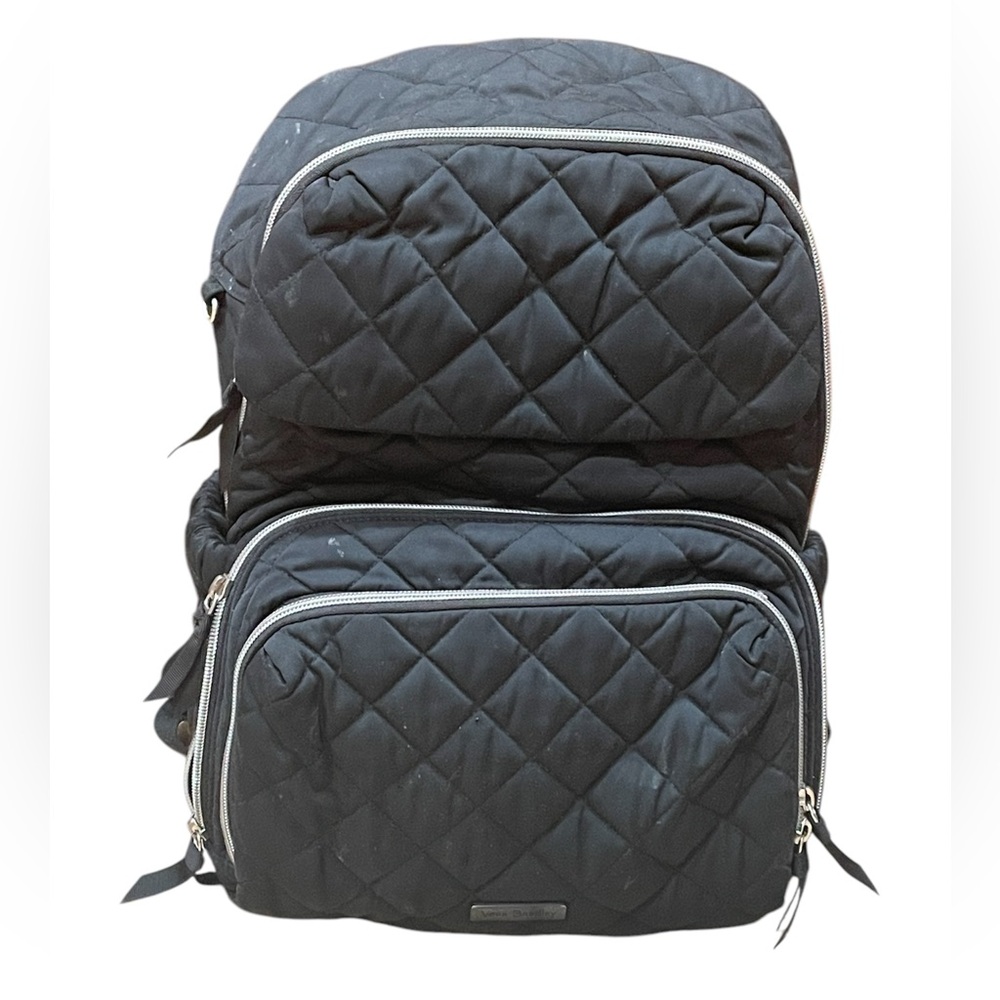 Vera Bradley black and floral print quilted diaper bag backpack